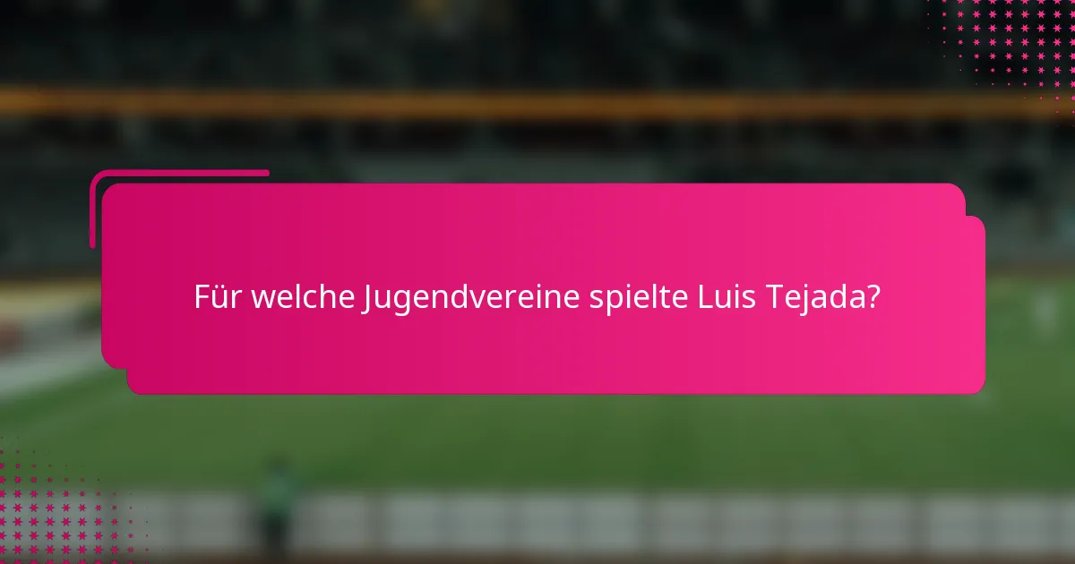 Für welche Jugendvereine spielte Luis Tejada?