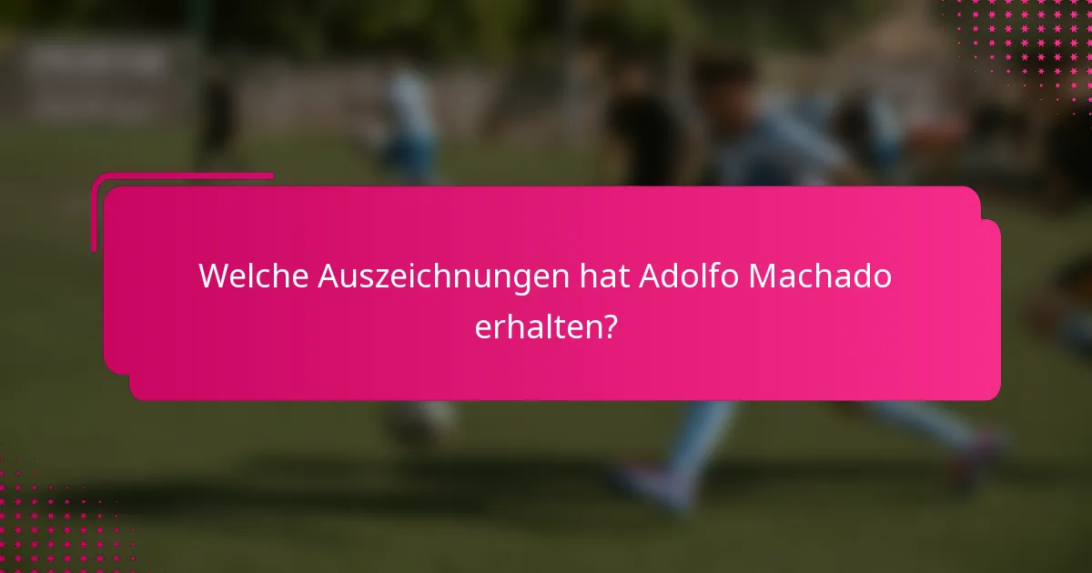 Welche Auszeichnungen hat Adolfo Machado erhalten?