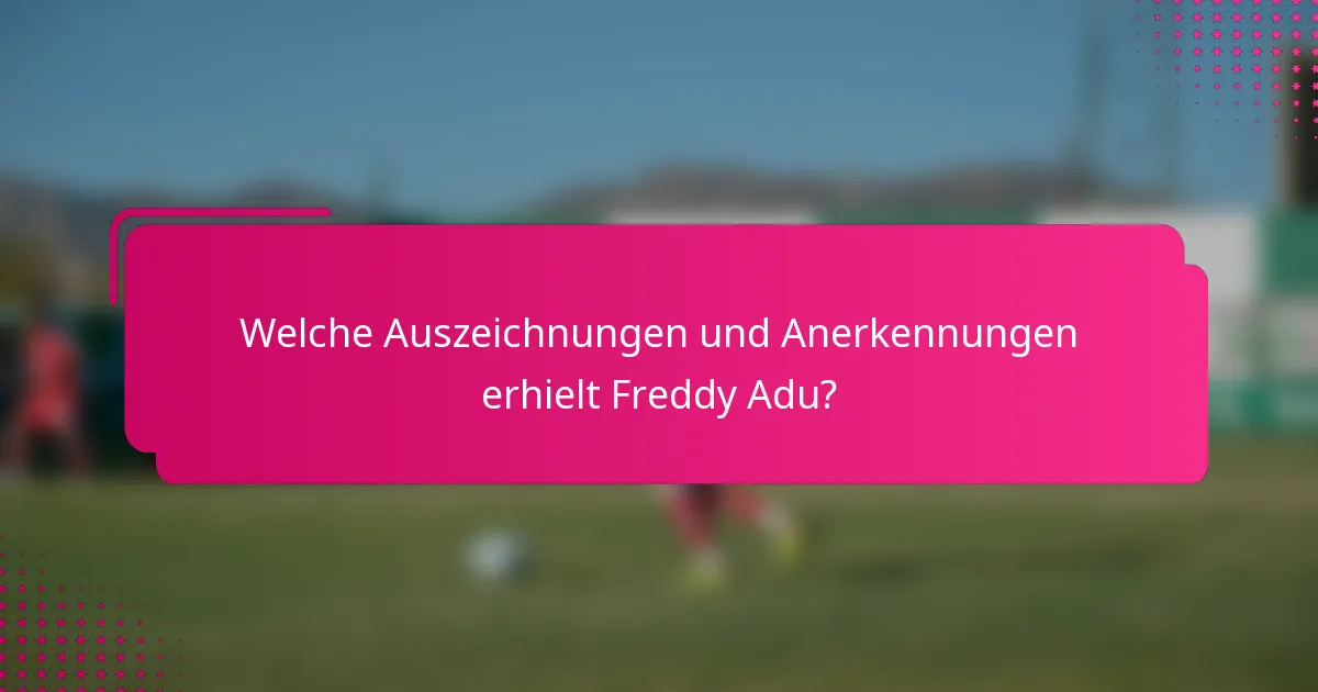 Welche Auszeichnungen und Anerkennungen erhielt Freddy Adu?