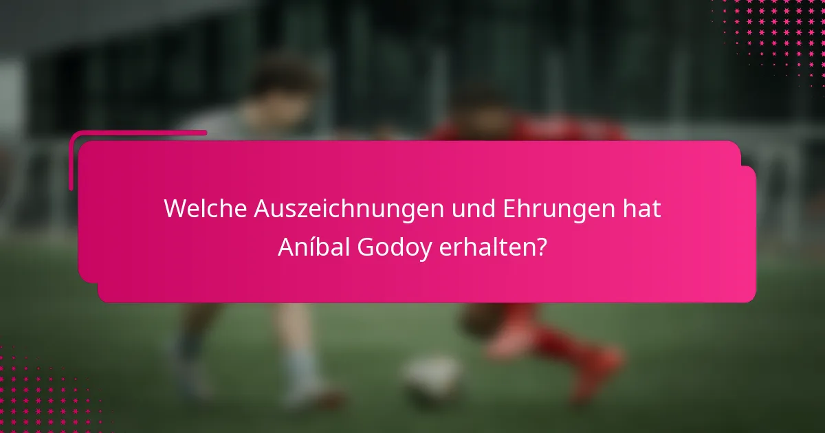 Welche Auszeichnungen und Ehrungen hat Aníbal Godoy erhalten?