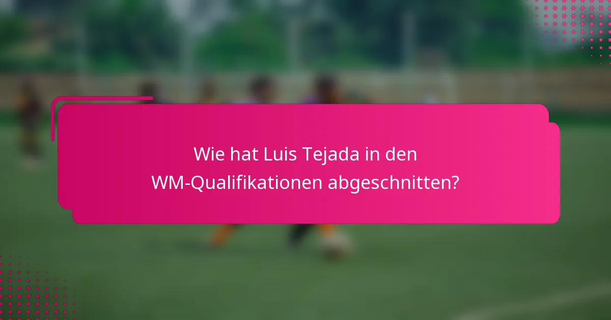 Wie hat Luis Tejada in den WM-Qualifikationen abgeschnitten?
